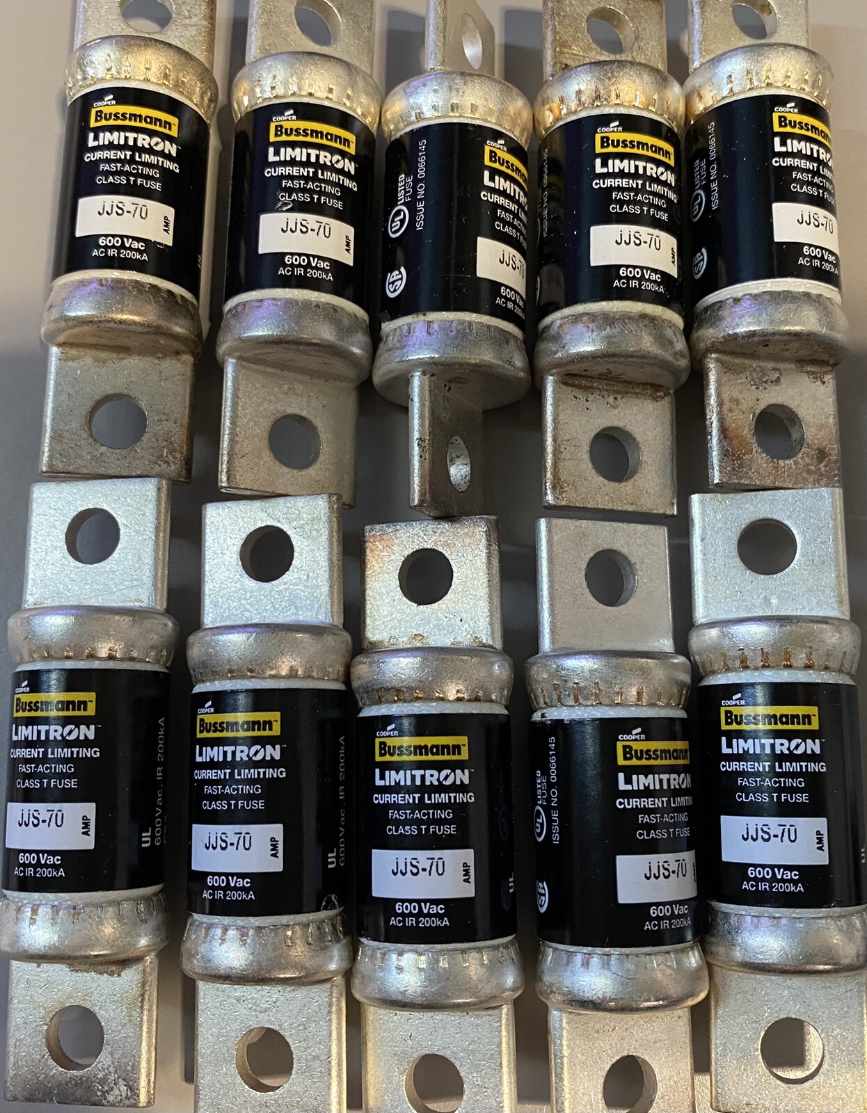 Lot of 10, NEW. JJS-70, Bussmann, Class T Fuses, 70A, 600V. Qty. 10. NEW