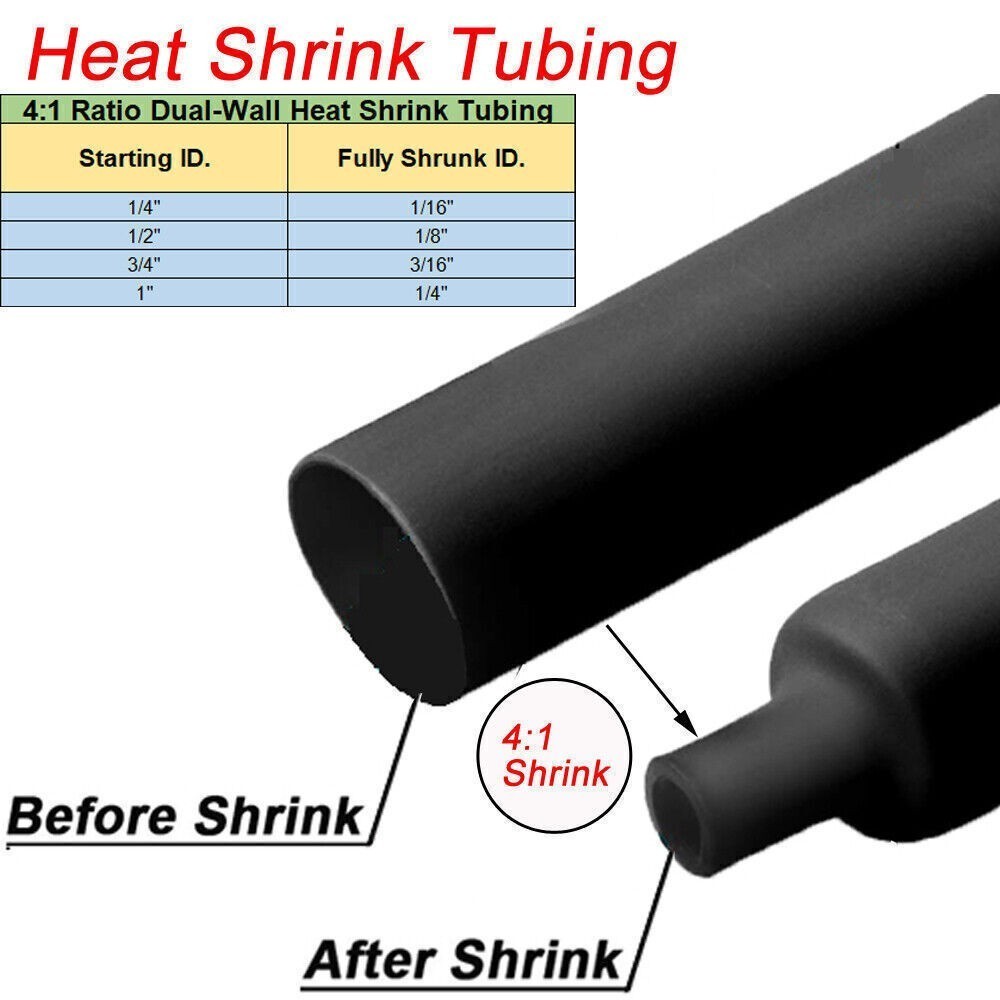 3-45FT Heat Shrink Tubing Dual Wall Adhesive Waterproof Shrinkable Wrap 4:1 US