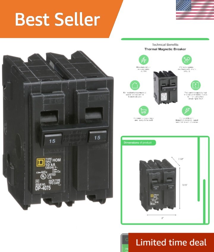 Durable Square D Homeline 15 Amp Circuit Breaker – Compact & Reliable Solution