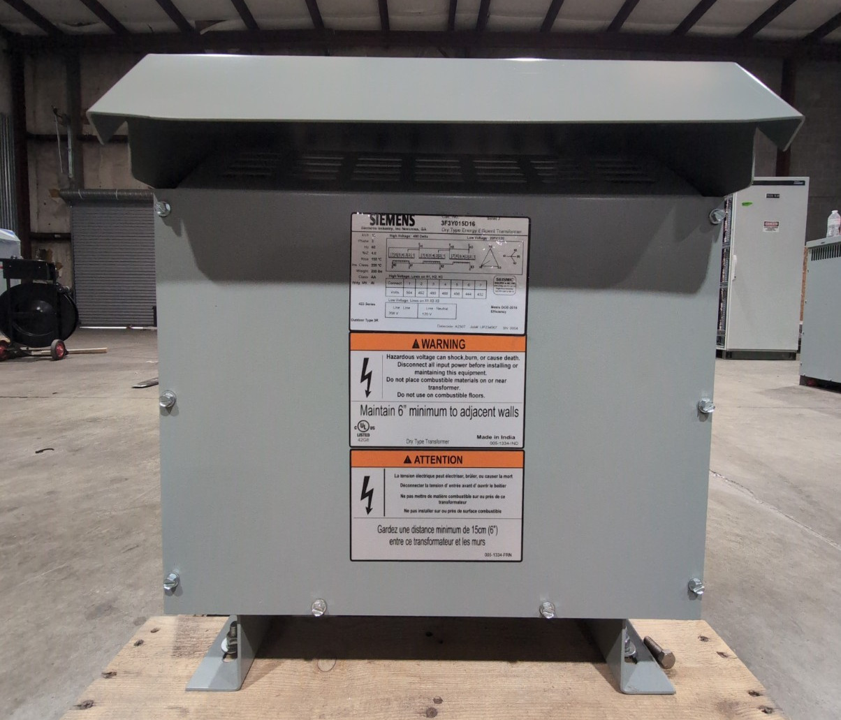 15KVA Siemens 3F3Y015D16 Transformer Pri 480V Sec 208/120V 3PH 3R Encl Outdoor