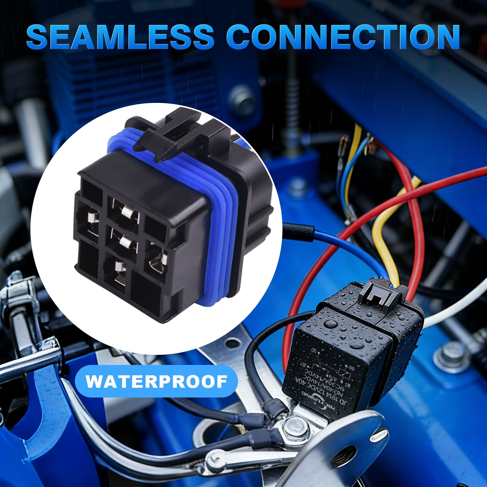 5Pcs Waterproof 12V 30/40A SPDT Relay Switch Harness Set 5PIN 14 AWG Hot Wires