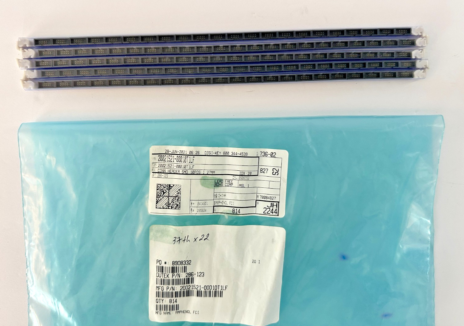Amphenol FCI 20021521 10-Pin 1.27mm SMD Header Connectors Lot 110