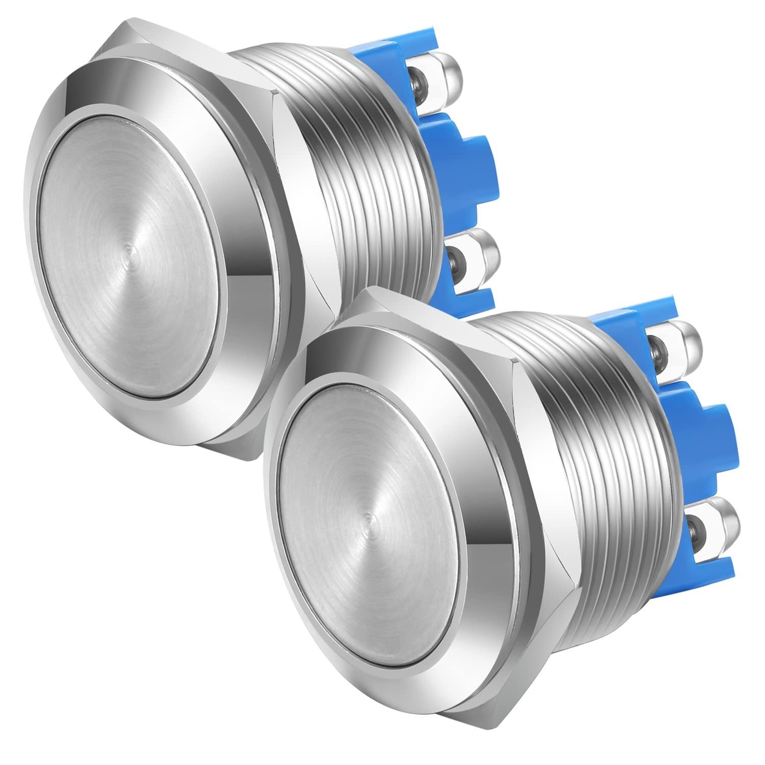 Stainless Steel 2pcs Latching Push Button Switch 5A Waterproof Metal