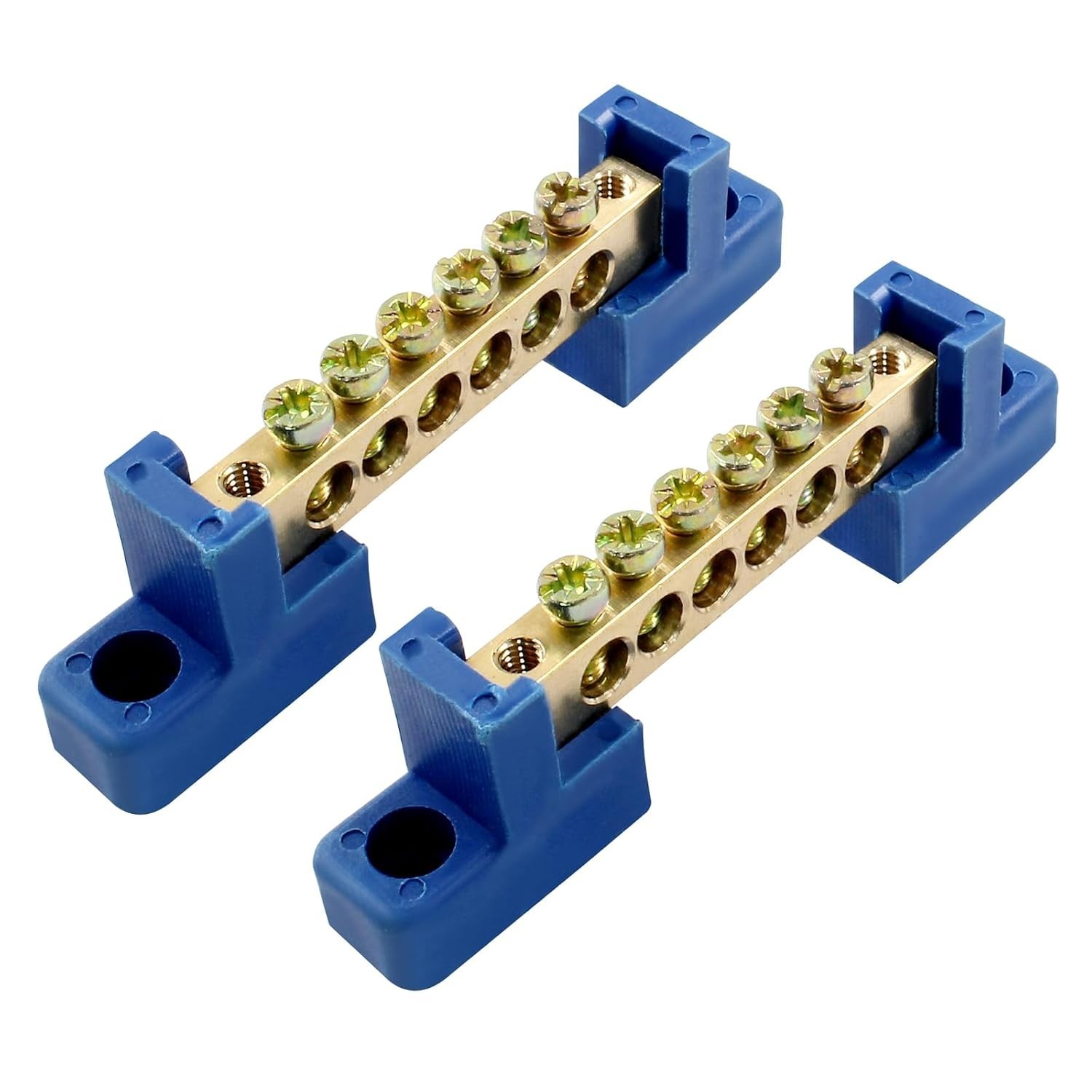 2 Pack Brass Screw Terminal Bus Bar – 8 Position Terminal Block for Marine Power