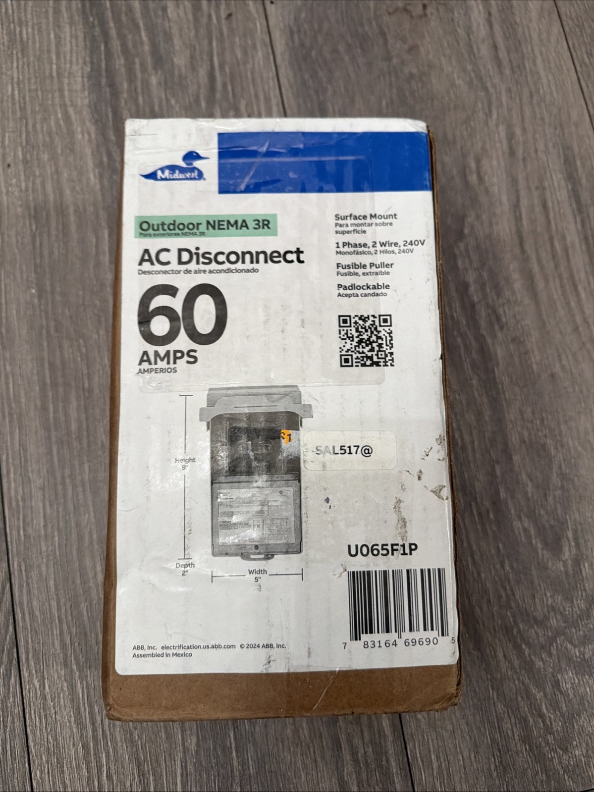 Midwest Electric 60 Amp 240V Fused AC Disconnect U065F1P