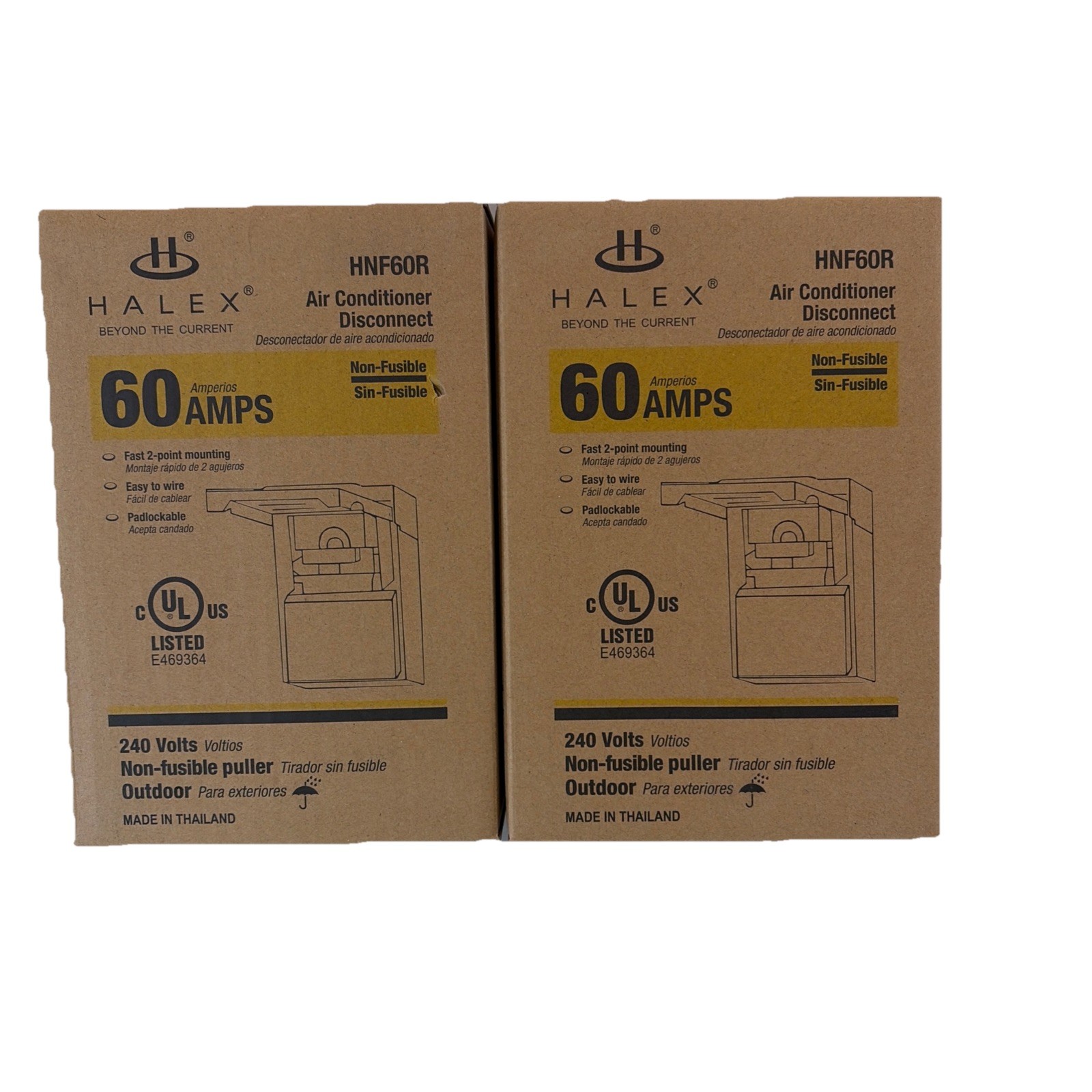 2 HALEX 60 Amp Non Fusible Air Conditioner Disconnect HNF60R Puller Type 2 Pack