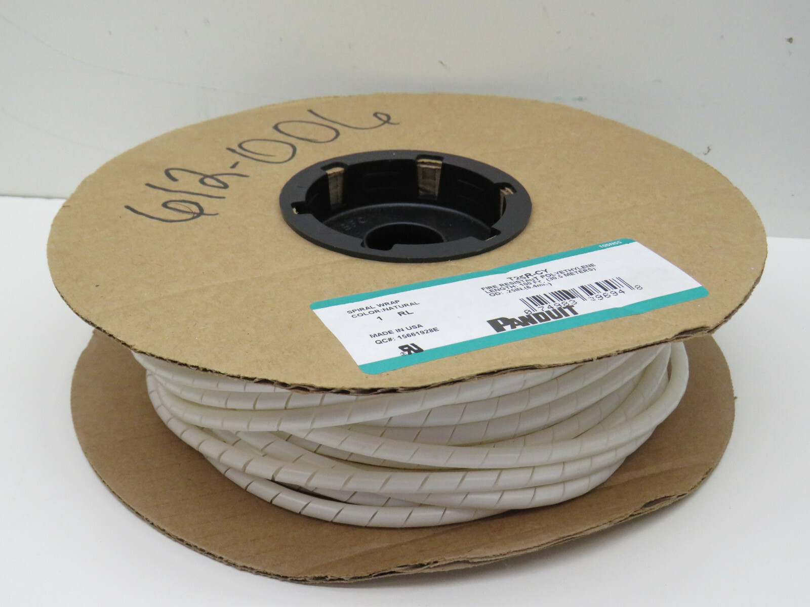 (60ft) Panduit T25R-CY Fire Resistant Polyethylene Spiral Wire Wrap 0.25″ OD