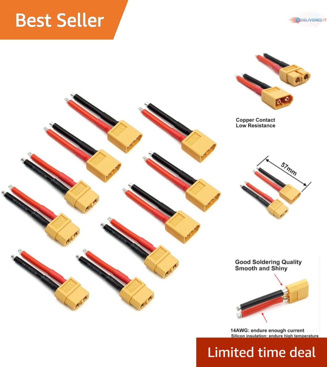 5 Pairs XT60 Connector Female Male 14AWG Silicone Battery Cables for RC Drone…