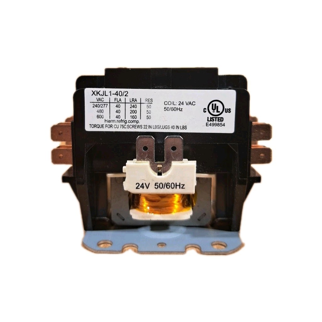 XKJL1-40/2 2-Pole 40A Contactor 24V Coil 240/480/600V HVAC A/C Compressor Relay