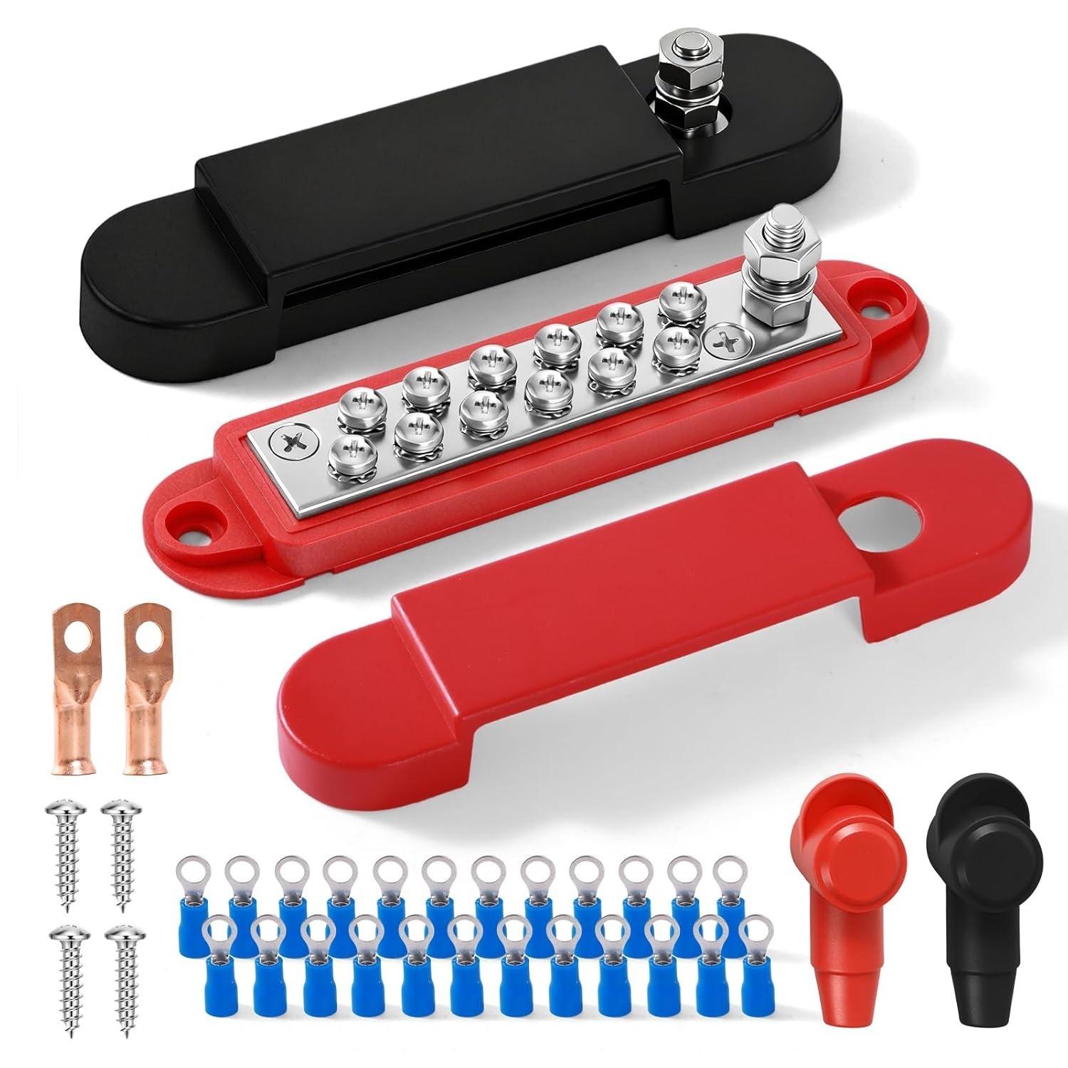 Bus Bar 12V 150A Power Distribution Block1/4in Stud Terminal Buss Bar,Marine etc