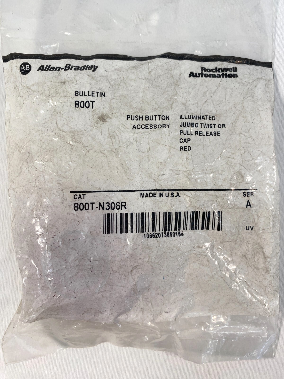 NEW SEALED Allen Bradley 800T-N306R Red 800T Push Button Accessory Cap, SER A