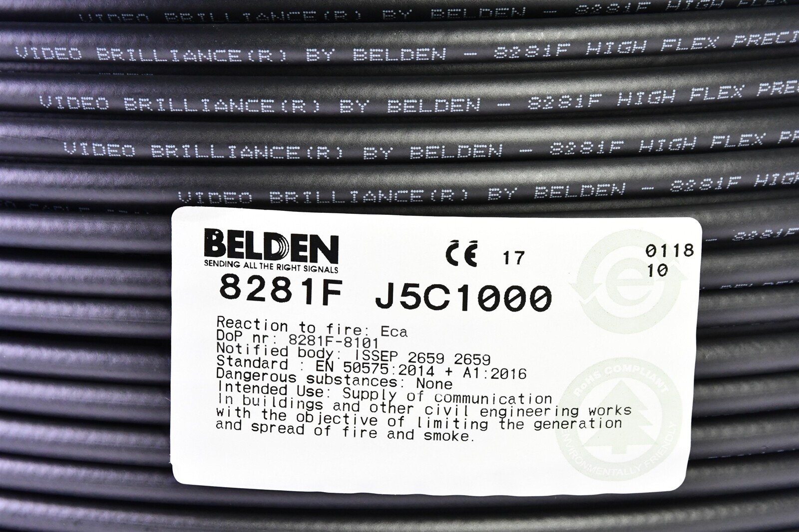 Belden 8281F RG59 Video Brilliance Hi-Flex RG59 Coaxial Cable Matte Black 100 Ft