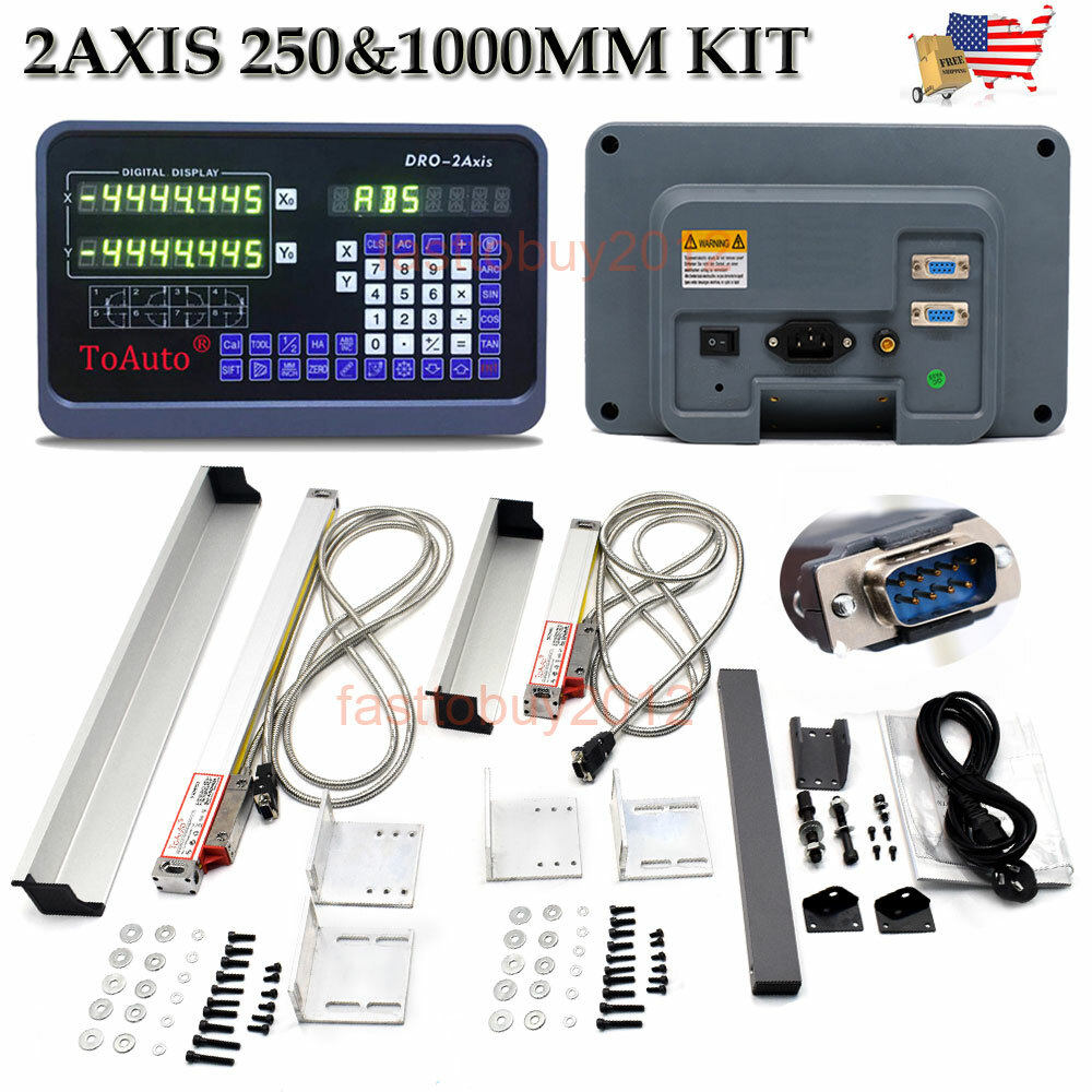 2 Axis 10″ 40″ TTL Linear Scale Digital Readout DRO Display Bridgeport Mill Kit