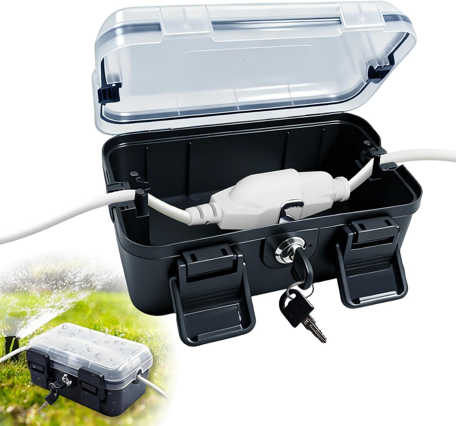 Outdoor Electrical Box with Lock (8.6X4 X2.6 In), Extension Wire Cover, Electric
