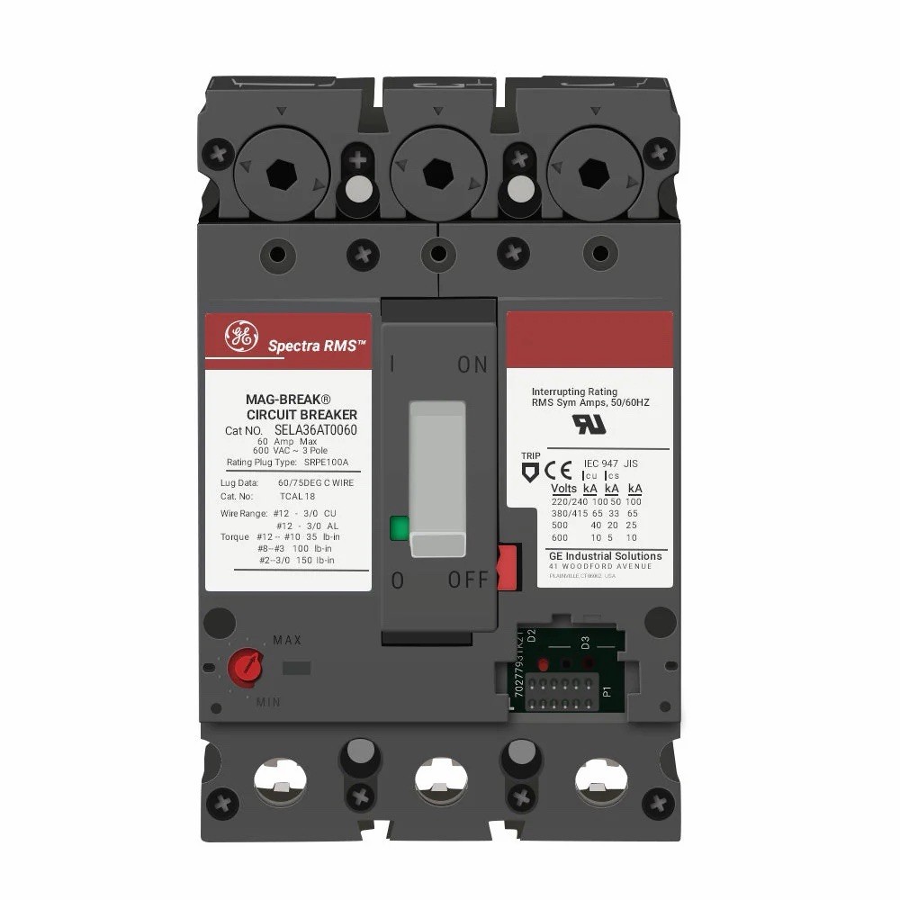 NEW IN BOX GE SELA36AT0060 3-Pole 60A 600V Circuit Breaker – Black