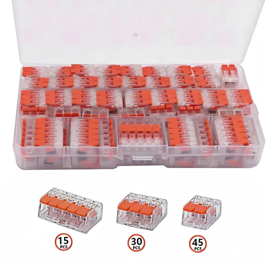 Wago Transparent 2,3,5 Splicing Wire Connector, Lever-Nuts Terminal Block (90pc)