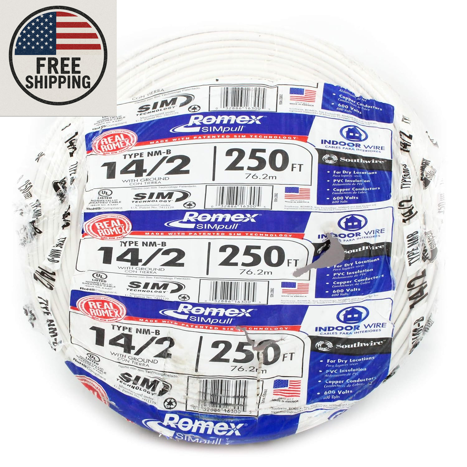 Indoor Cable 250′ 14/2 W/G NM #28827455 Compa. with Standard Electrical Devices