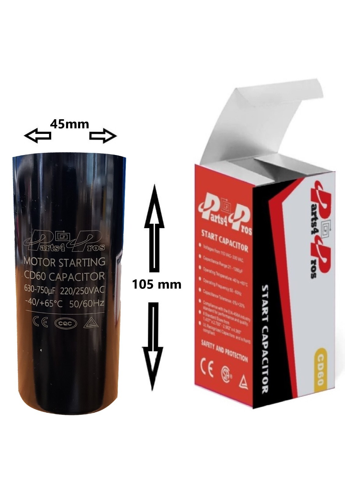 630-750 uF MFD 220-250 VAC 250 V (10x) High Quality Start Capacitors Round