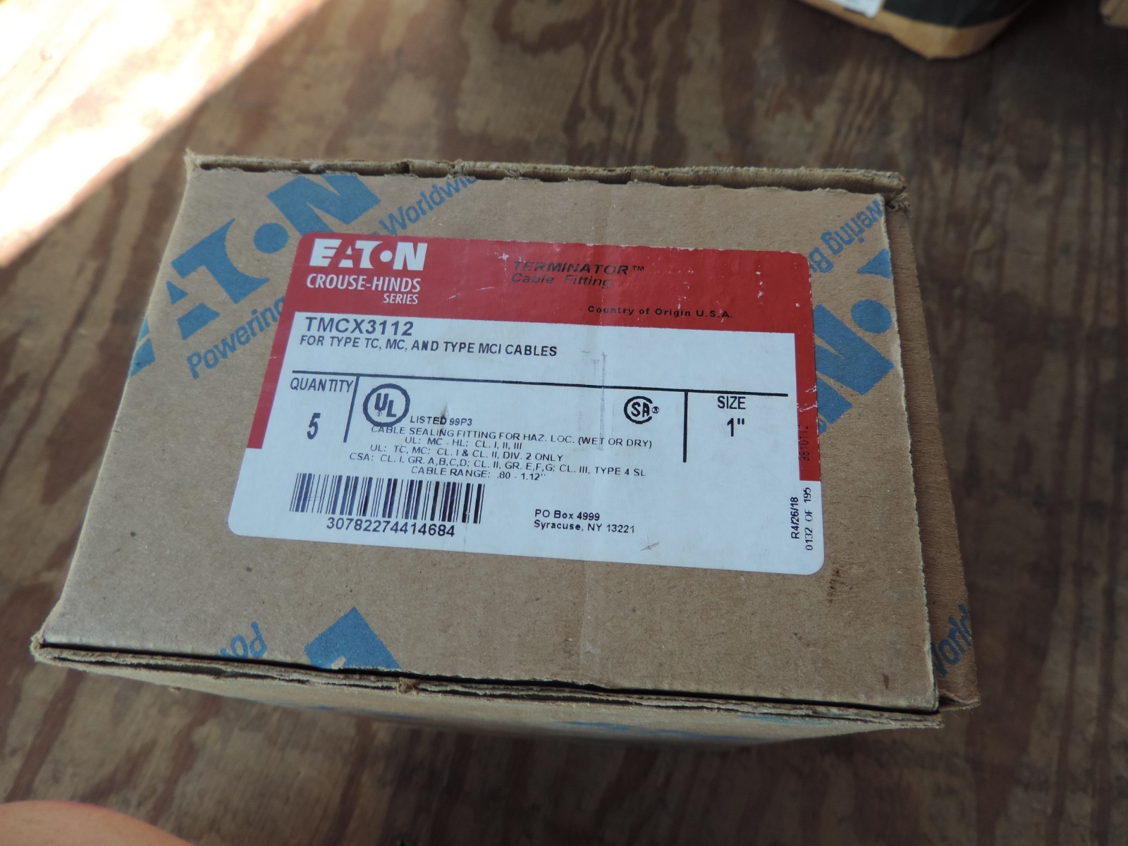 Eaton TMCX3112 TMCX cable gland 1″ box of 5