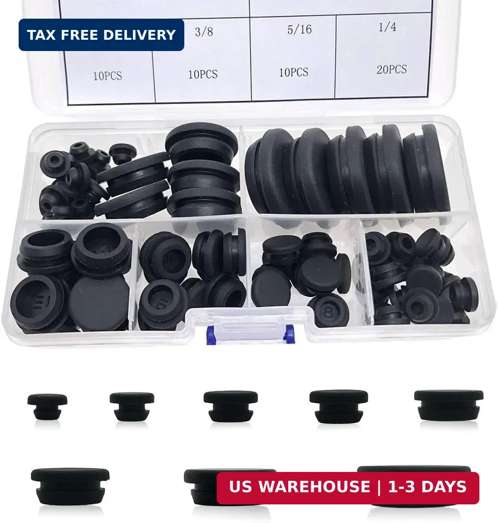 80PCS Silicone Hole Plugs Kit – 7 Sizes (1/4″ 5/16″ 3/8″ 1/2″ 5/8″ 3/4″ 1″) – Sn