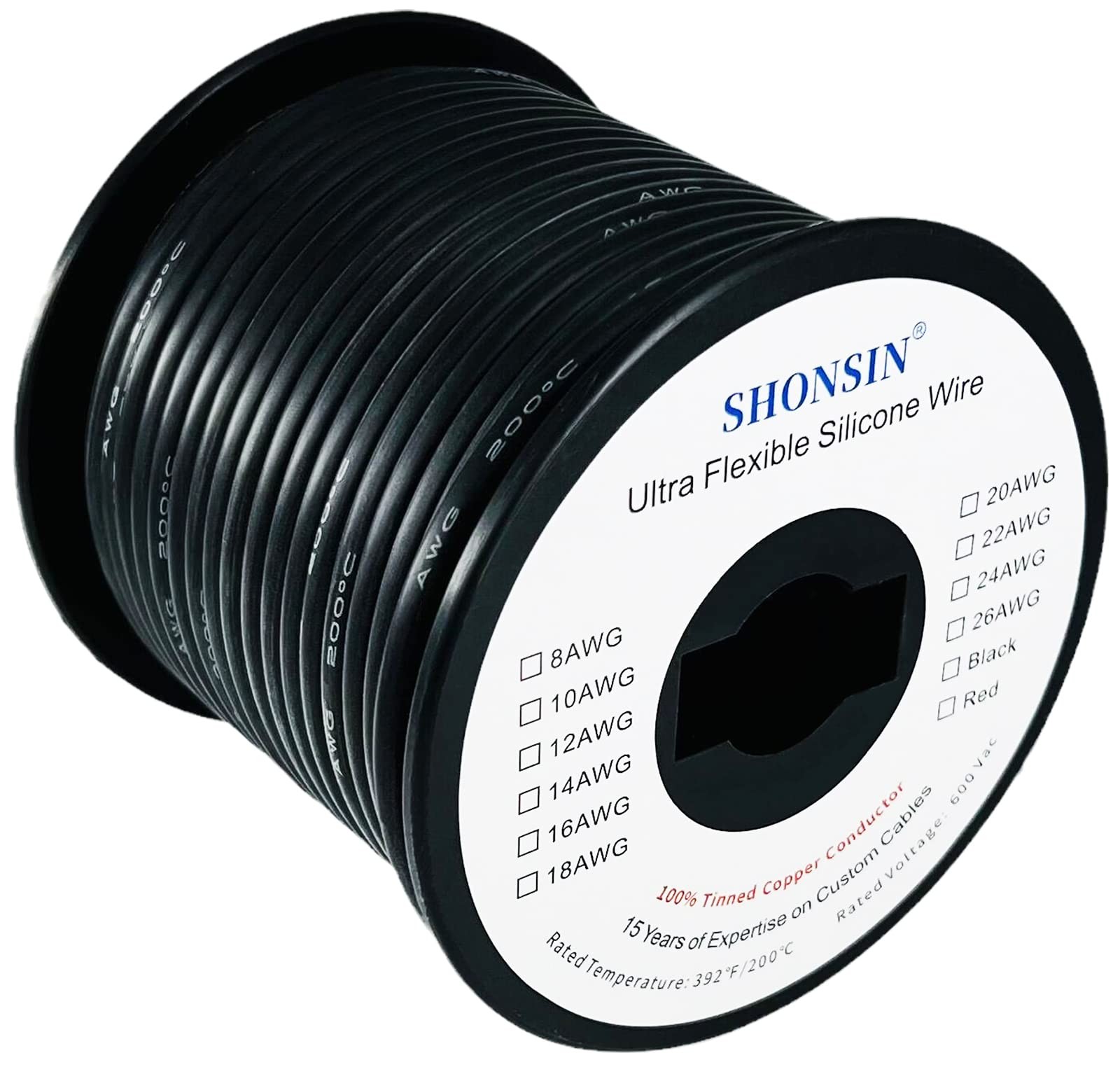 16 Gauge Silicone Wire Spool 100FT Black, Extremely Flexible 16 AWG Automotiv…