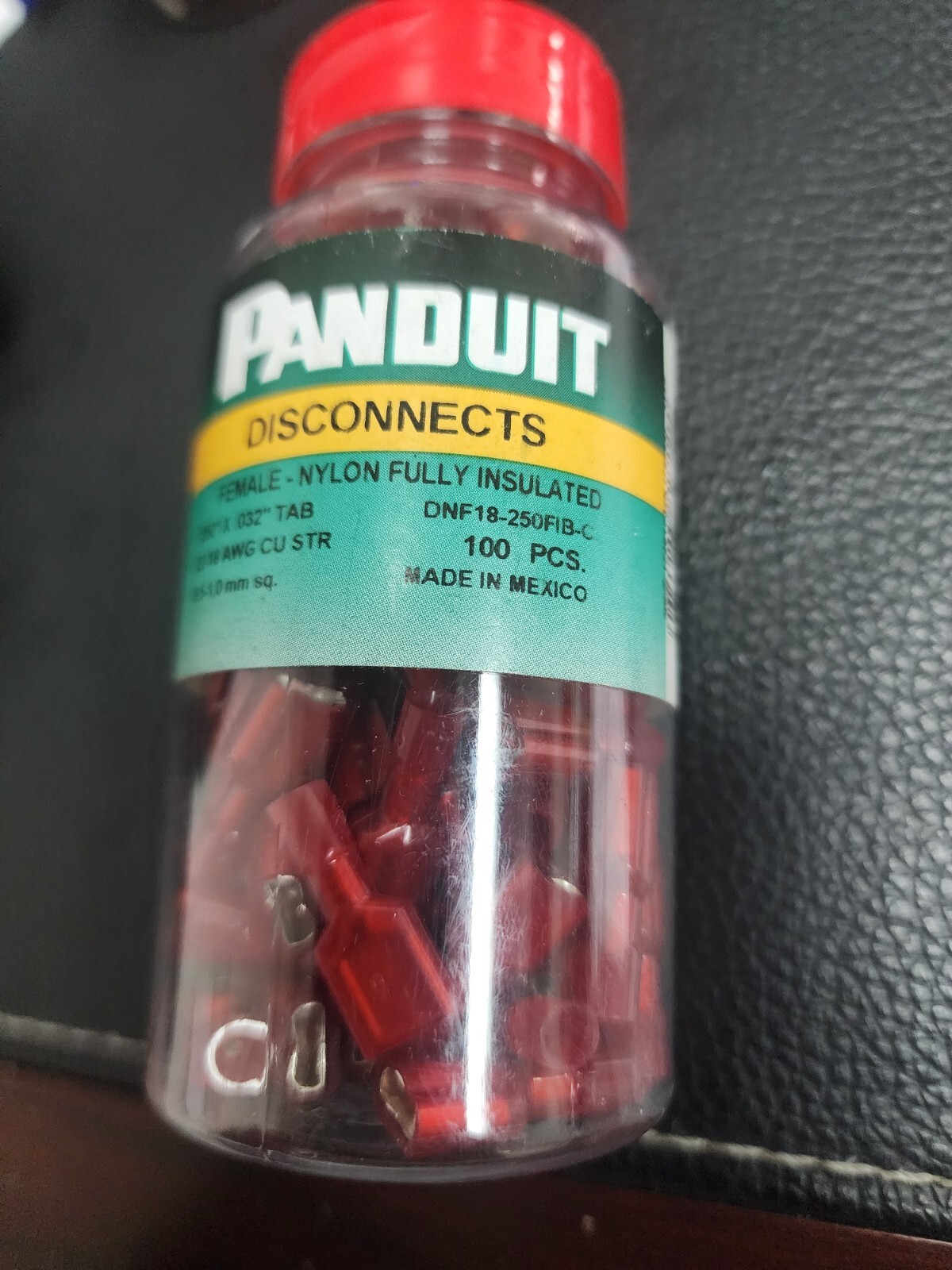 Panduit Pan-Term Series Red Nylon Insulated Female Disconnect DNF18-250FIB-C