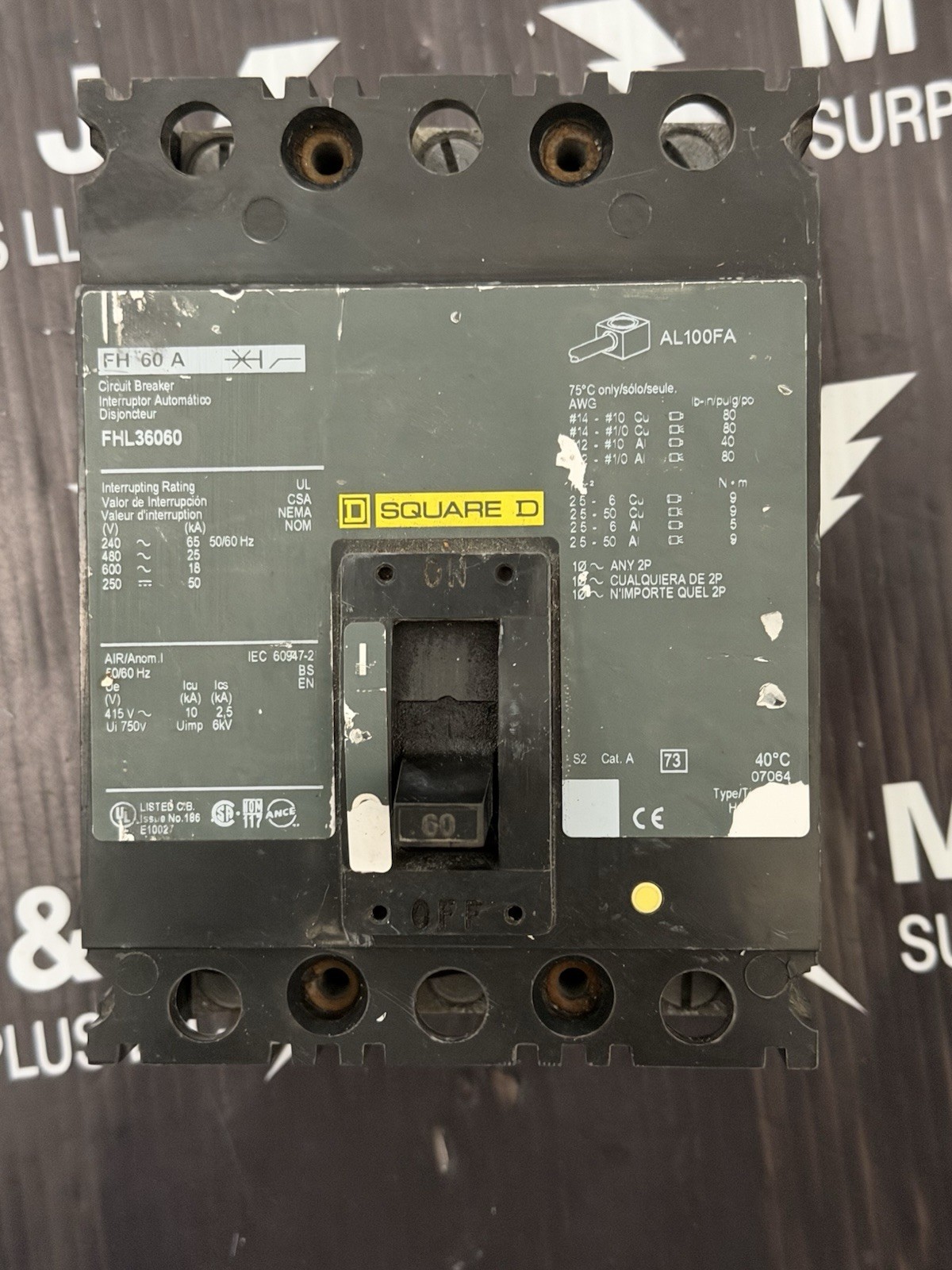 Square D QBL32200 3 Pole 200 Amp 240 Volt PowerPact Circuit Breaker