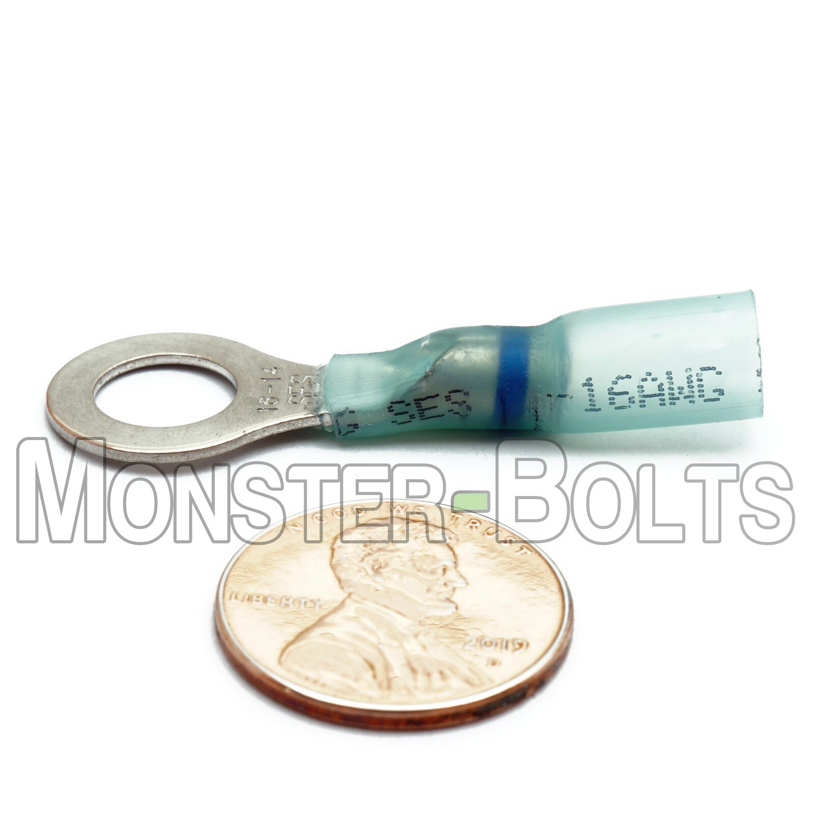 NSPA KrimpaSeal Sealed Crimp Long Neck Ring Terminal Connector, Blue 16-14 AWG