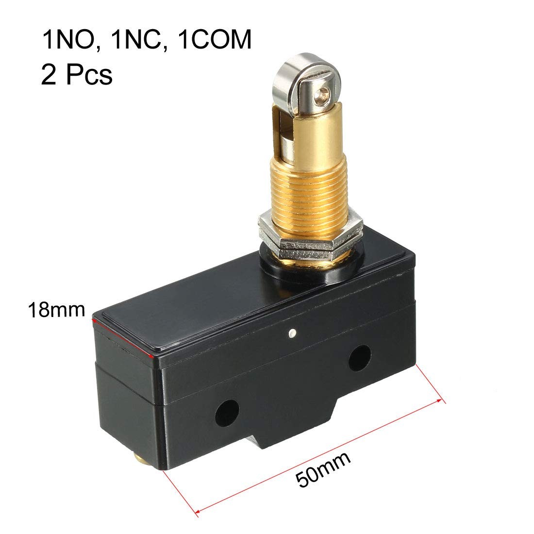 uxcell 2PCS LXW5-11Q1 1NO + 1NC Panel Mount Roller 2PCS, Black