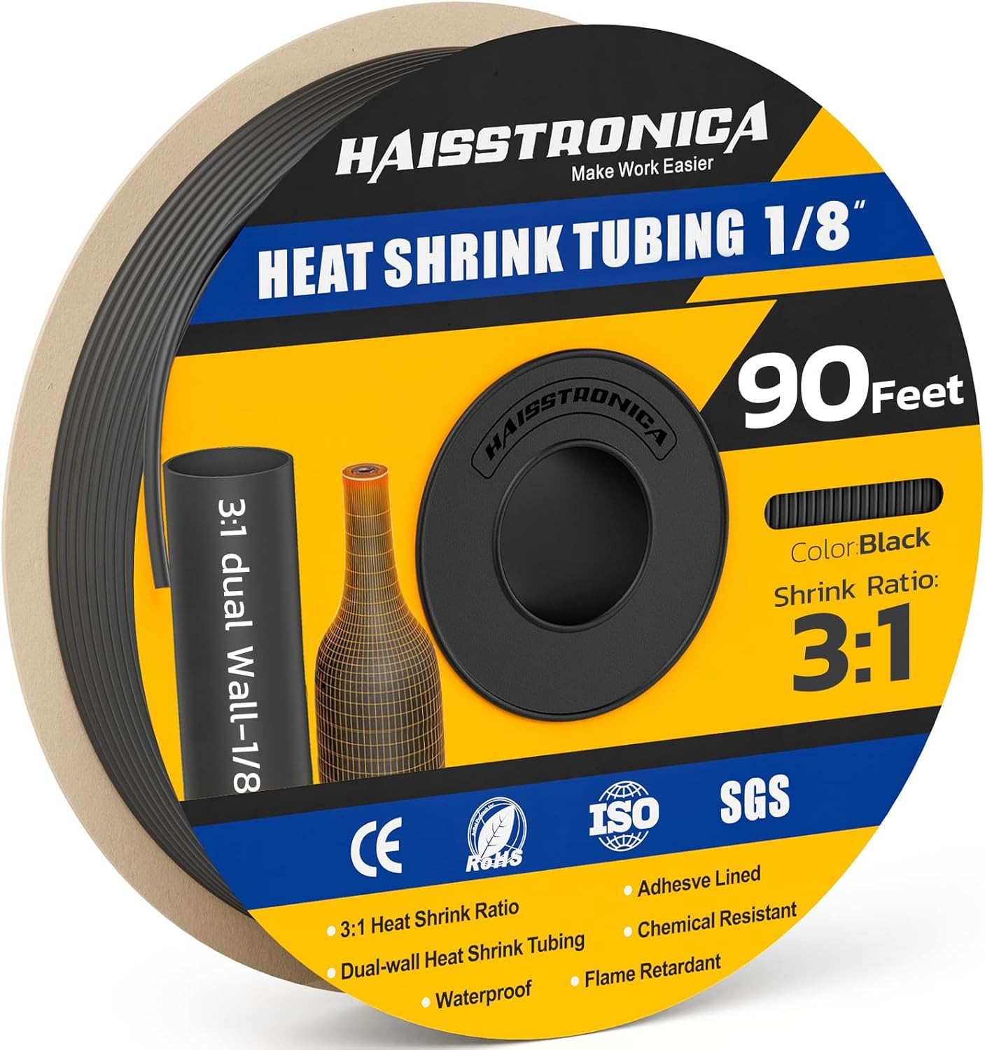 Haisstronica 3:1 Heat Shrink Tubing, Shrink Ratio Adhesive Lined Marine Grade He
