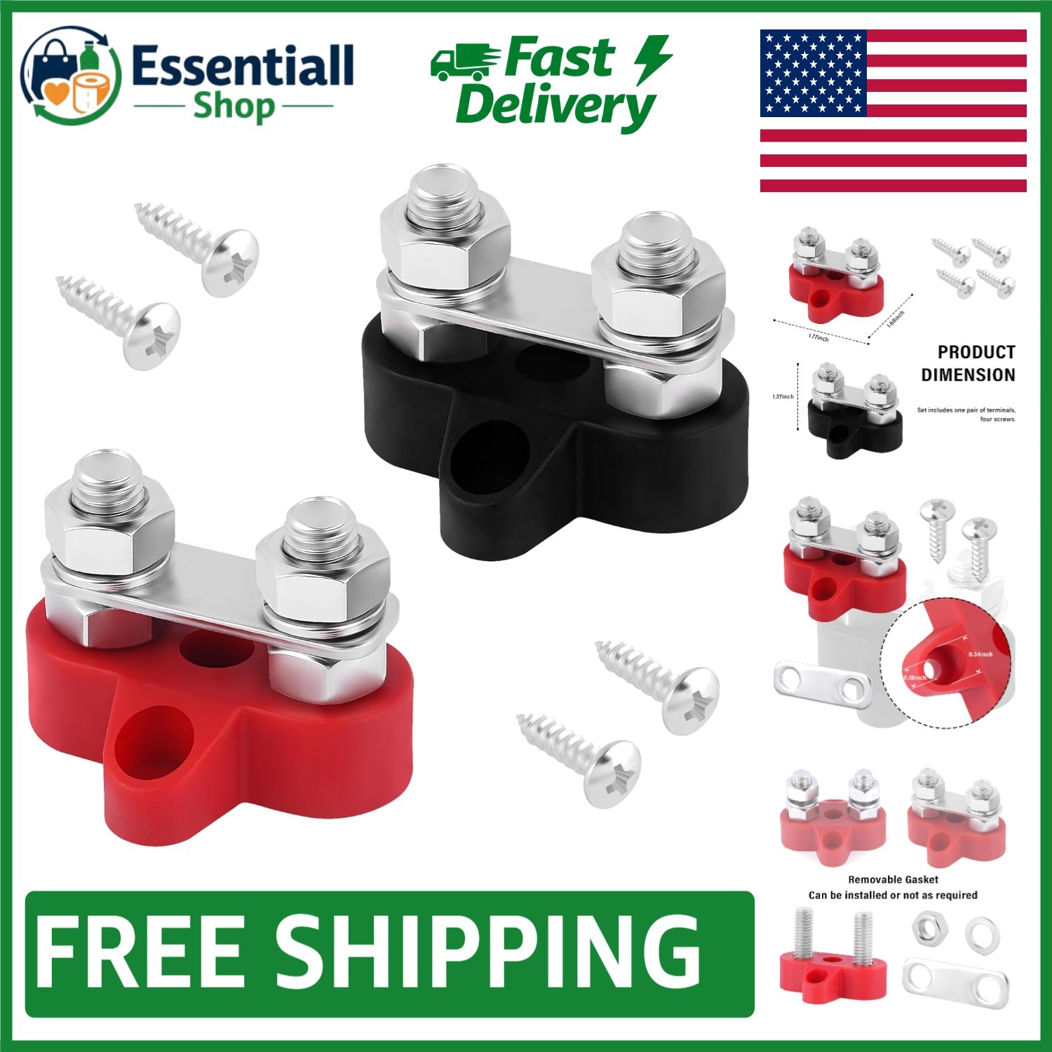 Durable M8 Dual Stud Terminal Block – 12V Battery Power Distribution, 80A