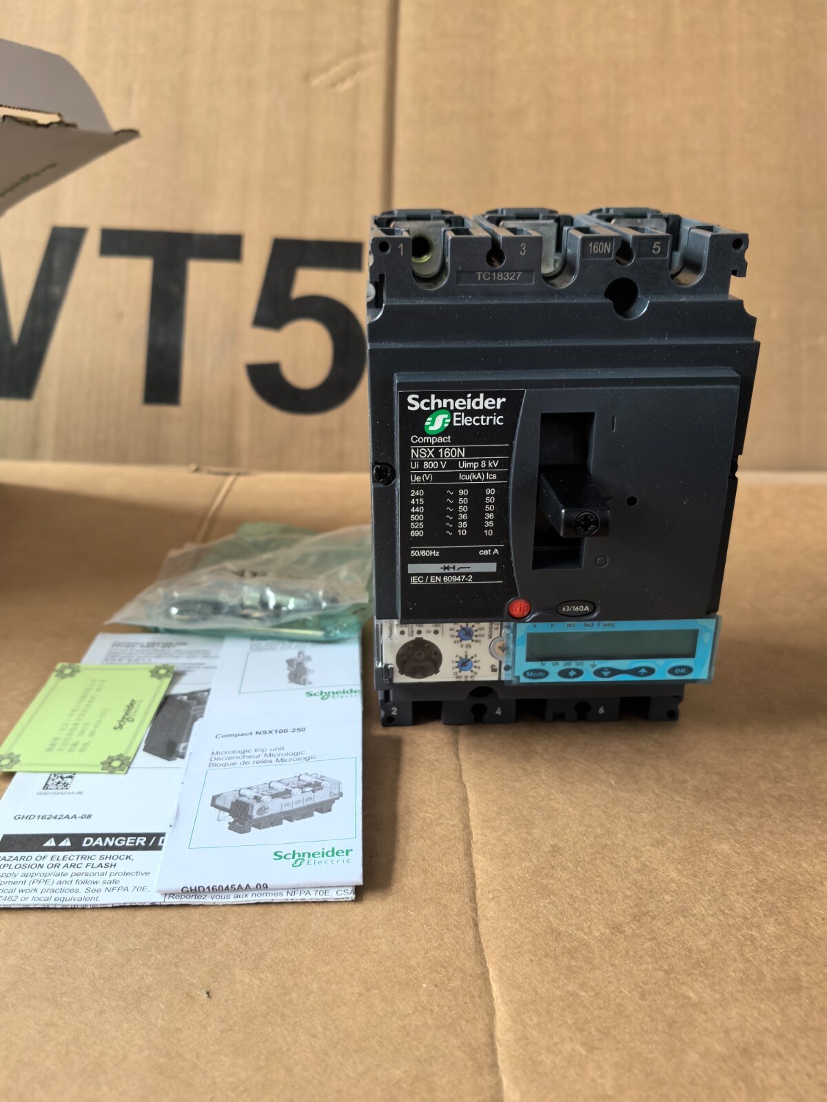LV430890 Brand New Schneider MCCB Compact NSX160N Micrologic 5.2 A 160A 3P3D F
