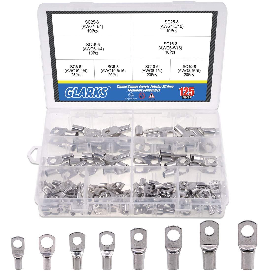 125Pcs Marine Grade UL Approved Heavy Duty Tinned Copper Wire Lugs Battery Cable