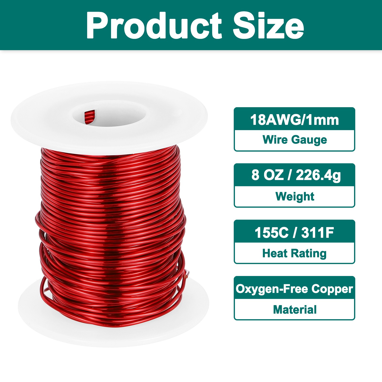 18 AWG Magnet Wire 18 Gauge Enameled Copper 8 oz Magnetic Coil Wire 155C(311F)