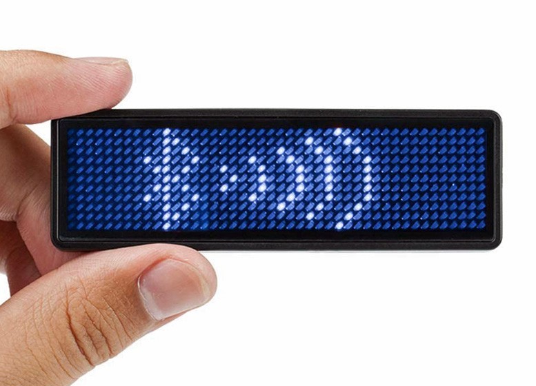 BLUE LED Digital Scrolling Message Name Tag Badge Bluetooth/PC Programmable NEW!