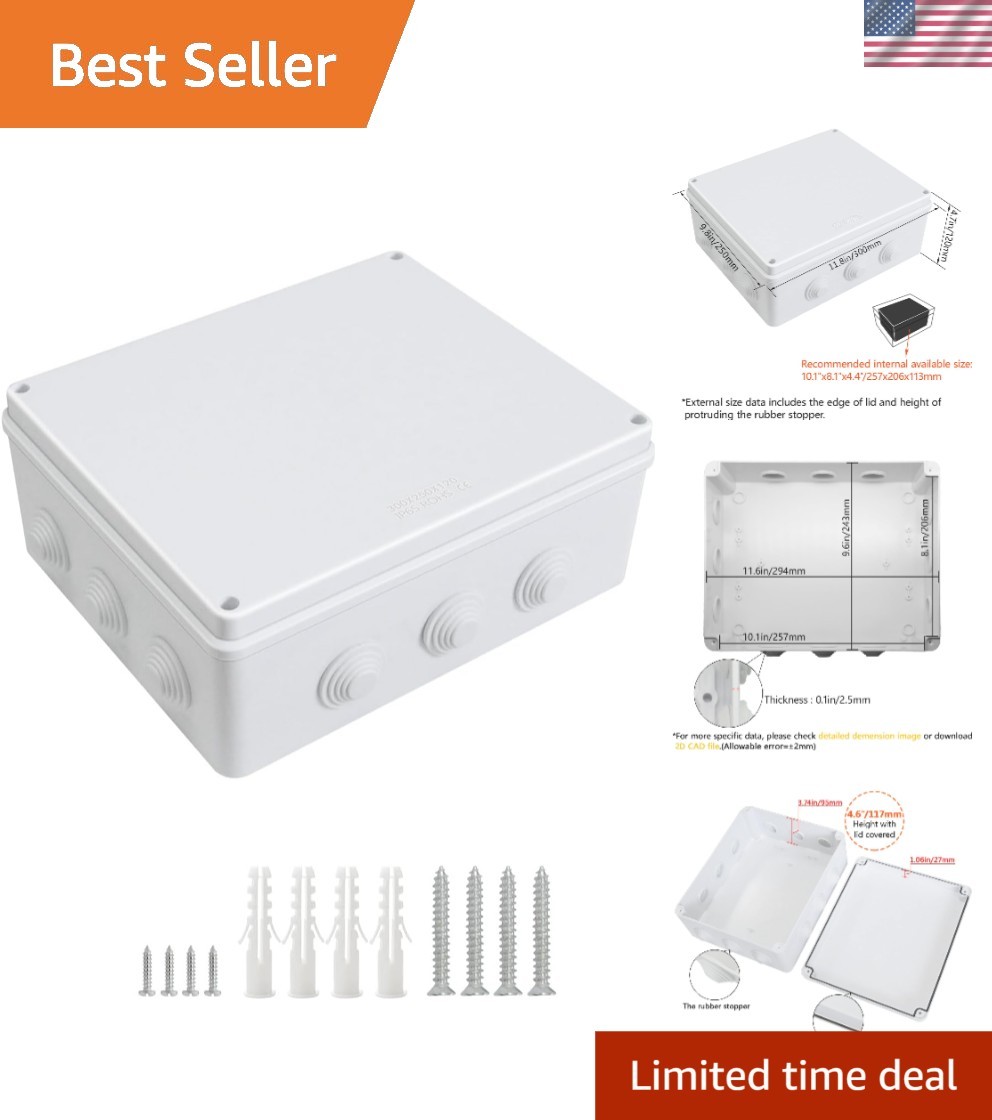 Waterproof Dustproof Junction Box, 11.8×9.8×4.7in for Safe Electrical Projects