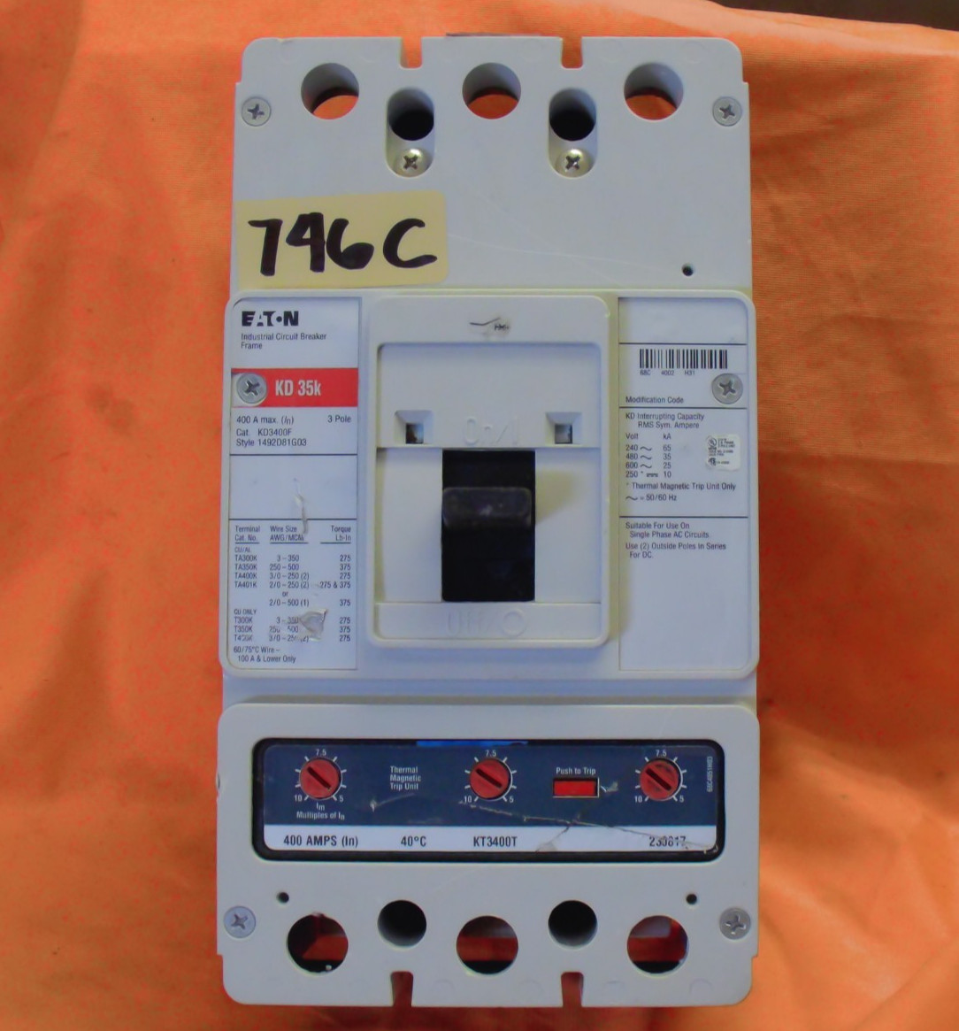 EATON KD3400F circuit breaker 746C