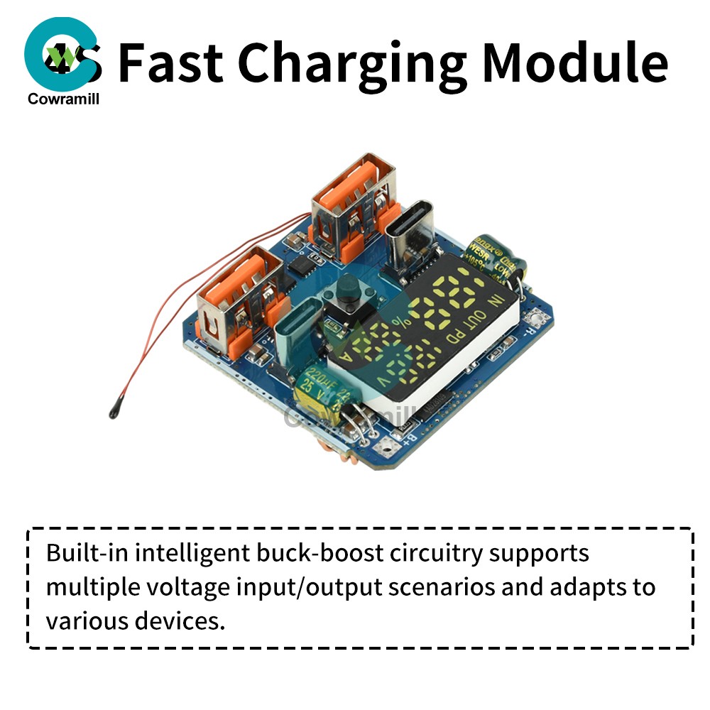 4S PD 100W Bidirectional Fast Charging Module Buck-Boost 20V 5A with Display