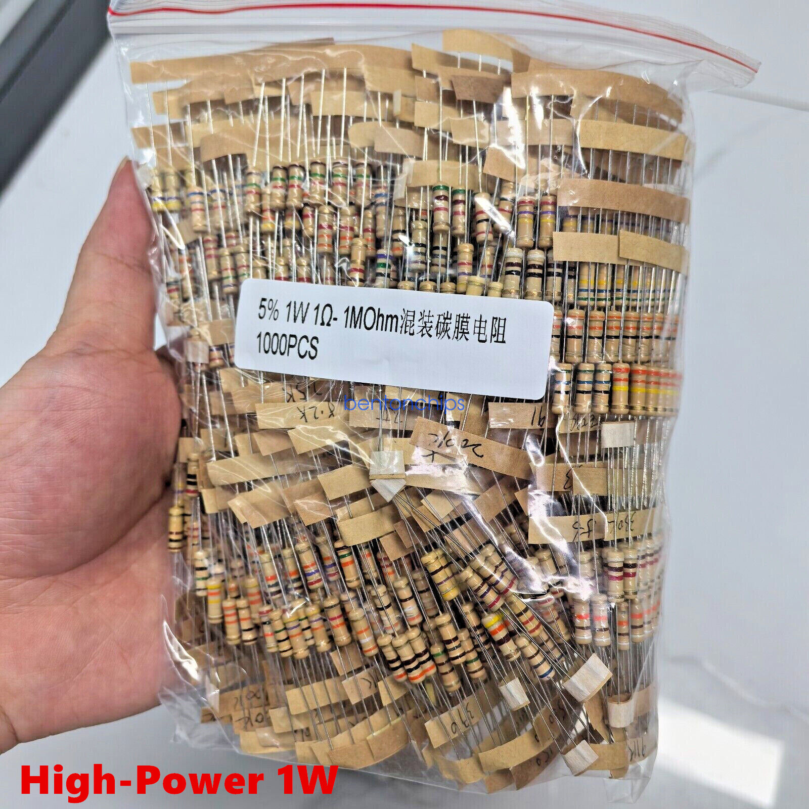 1W! 5% 1000Pcs 100 Values 1Ω – 1MΩ Assorted Carbon Film Resistors Assortment Kit