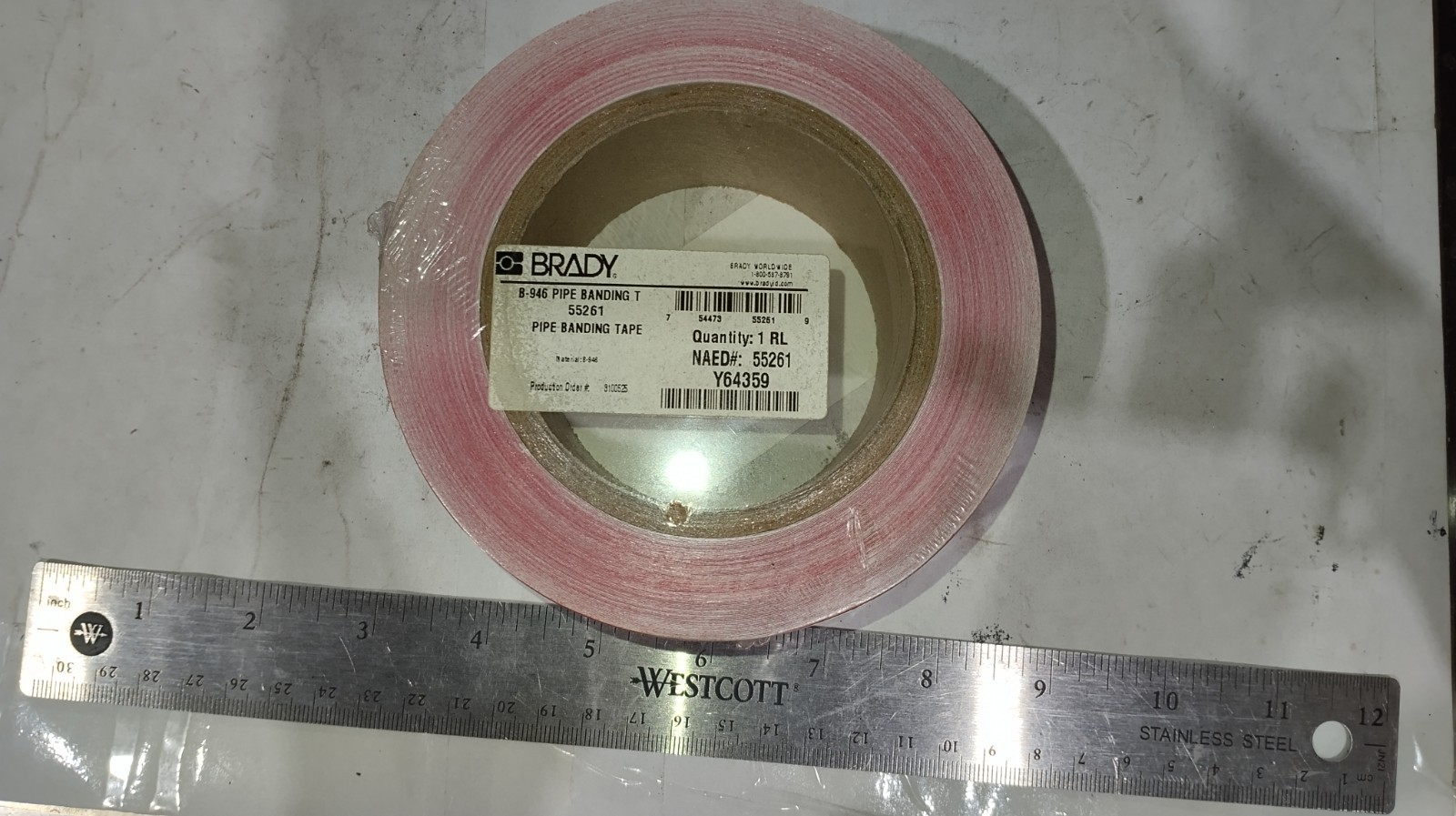 BRADY PIPE BANDING TAPE 55261 Y64359 RED 2″X30 YD