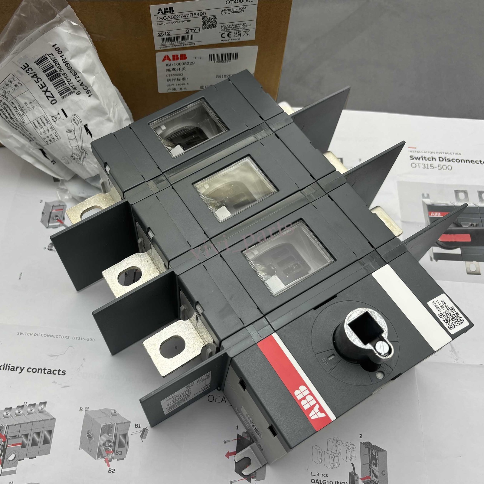 New NIB Non-Fusible Disconnect Switch OT400U03 for ABB 3-Pole, 400 Amp, 600 VAC
