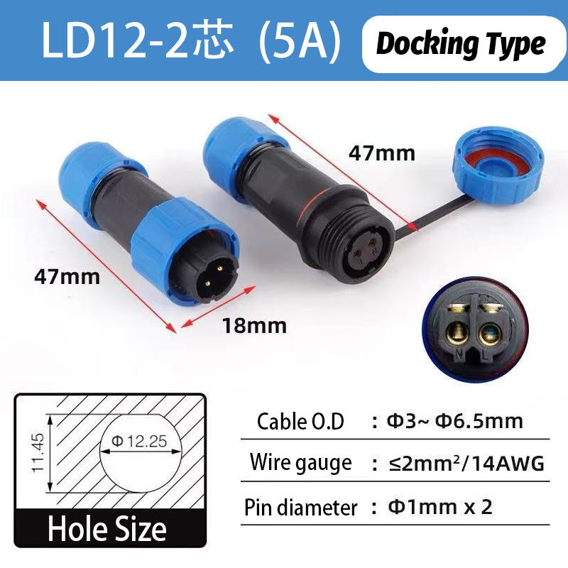 LD12 LD16 LD20-LD32 IP68 Waterproof Aviation Connector 2-11 Pin Plug Socket