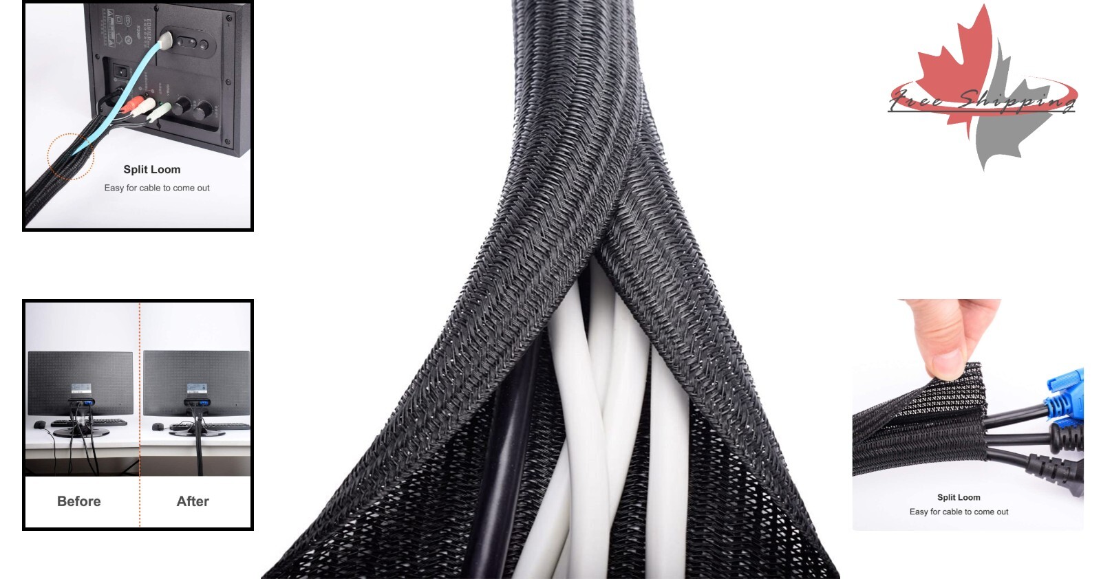 Heavy-Duty Cable Sleeve – 20ft Braided Cord Wrap – Protect & Organize Cables