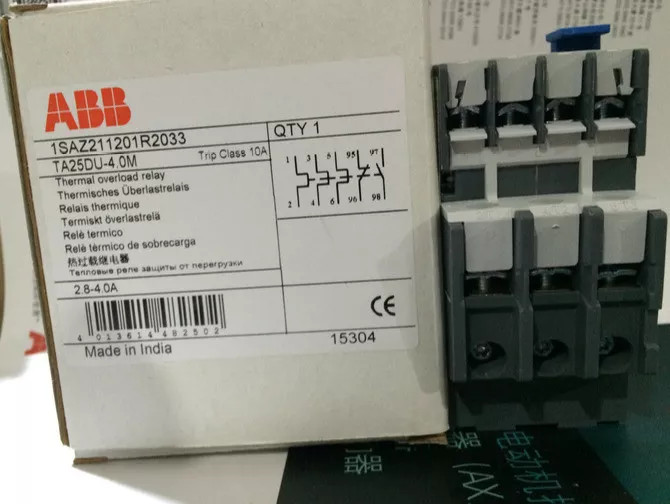 New In Box ABB TA25DU-4.0M Thermal Overload Relay One year warranty