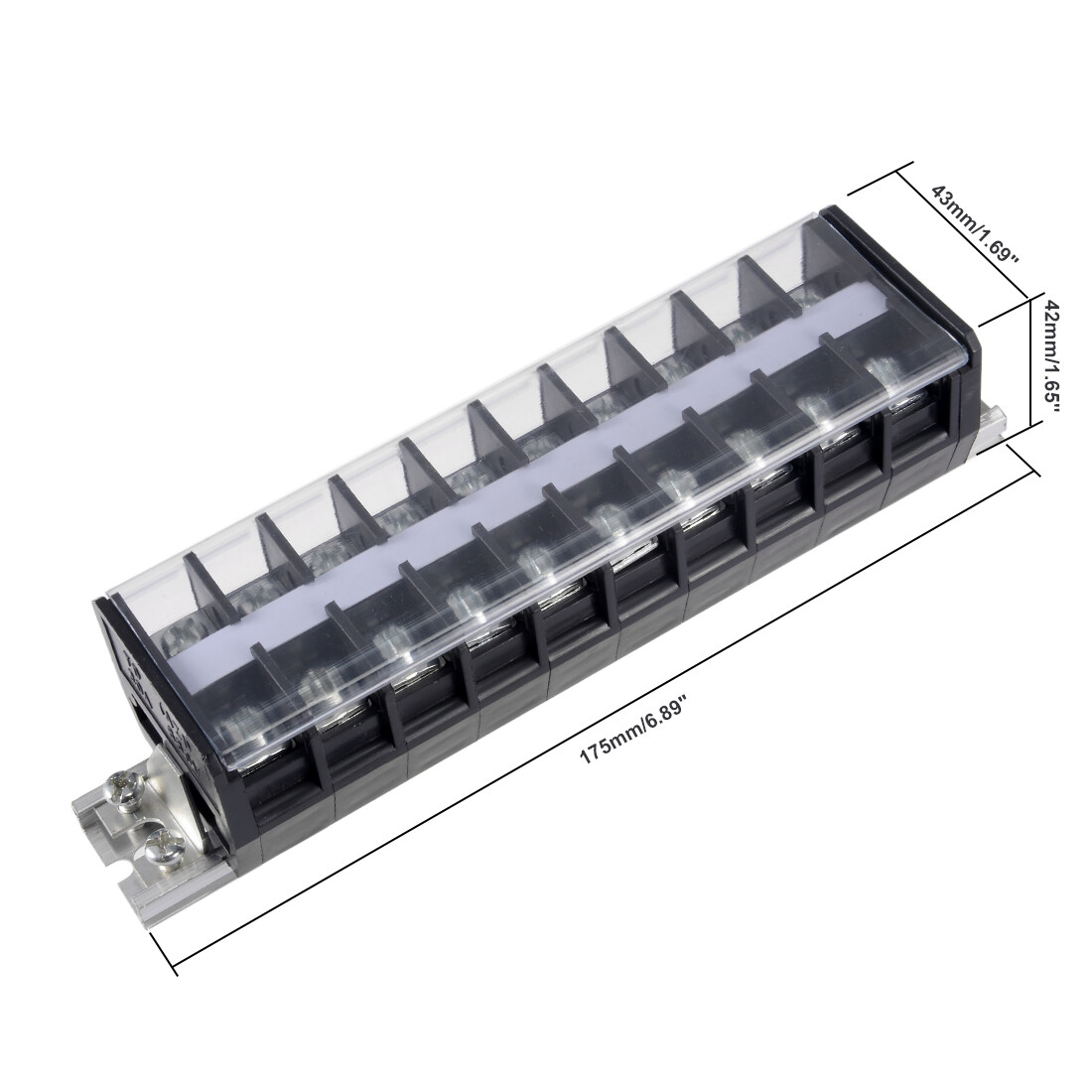 Barrier Terminal Strip Block 660V 30A Dual Rows 10P DIN Rail Base Connector