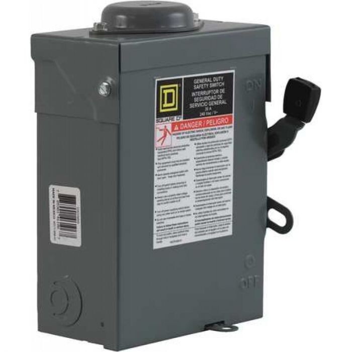 Square D DU221RB 30 Amp Disconnect 2 Poles General Duty Safety Switch
