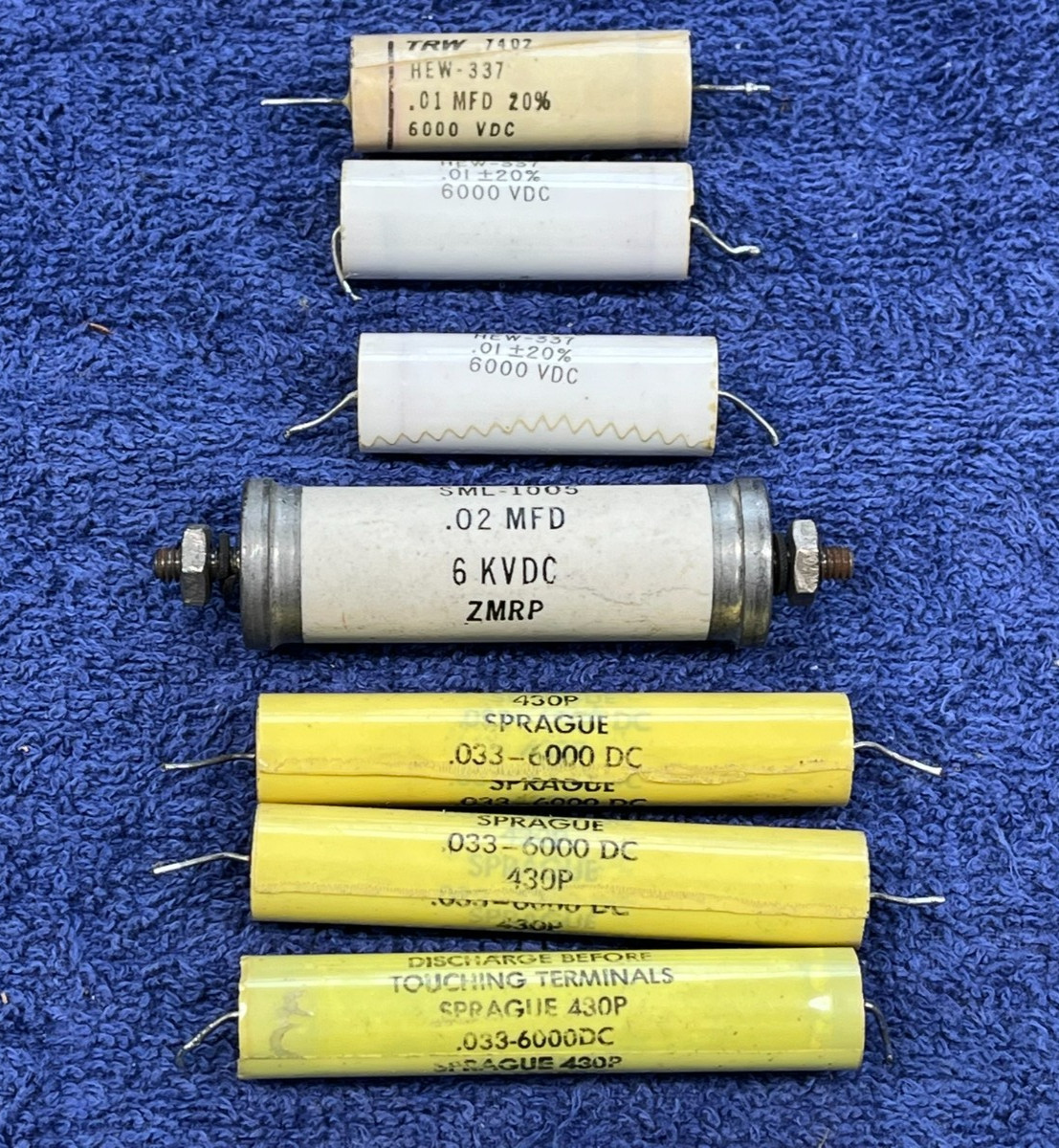 high voltage capacitors 6000 VDC 6KV .033uF .01uF .02uFd Lot of 7 Tested !