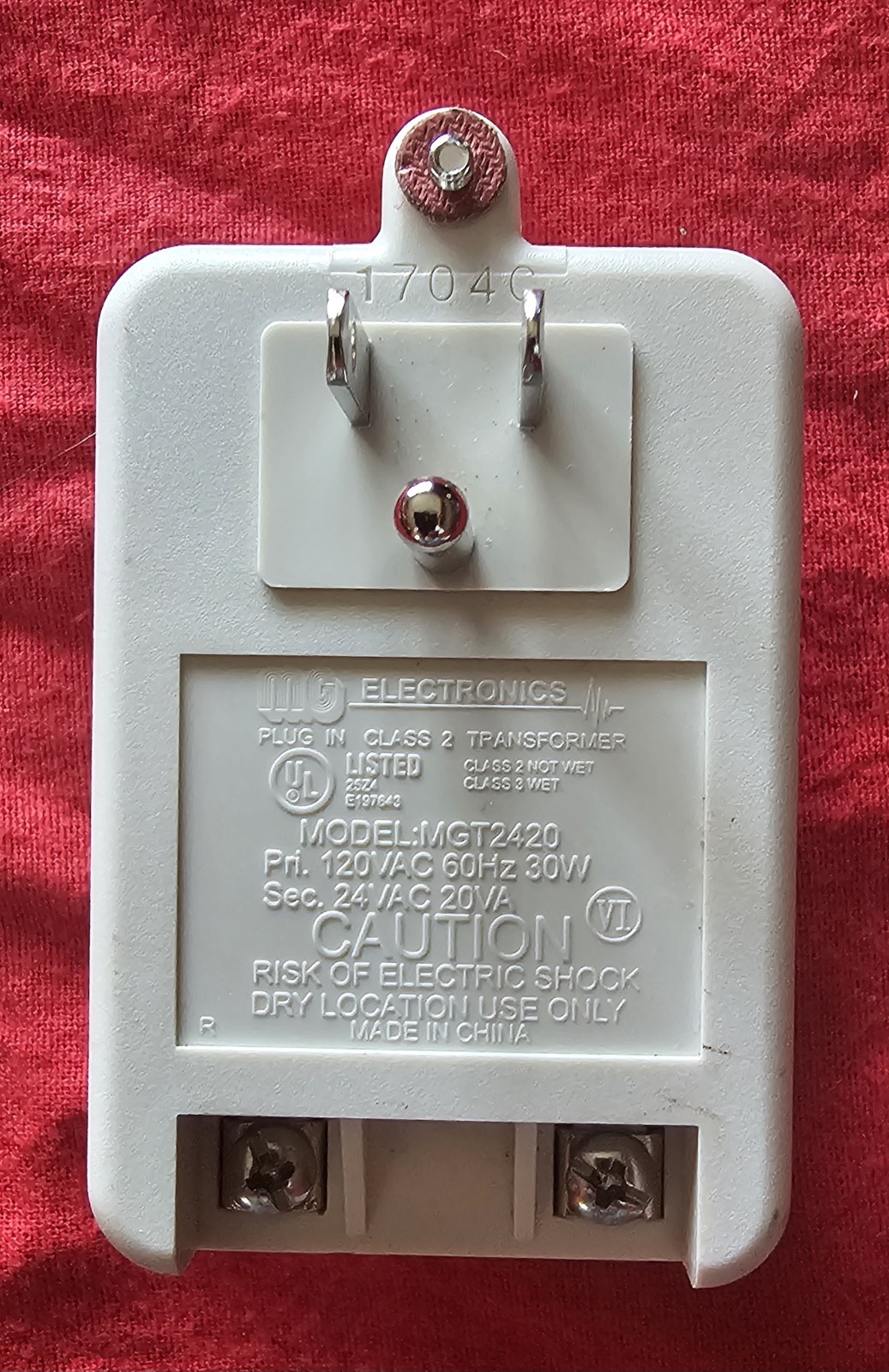 MGT2420 24VAC 20VA Plug In Class 2 Transformer Power Supply Adapter