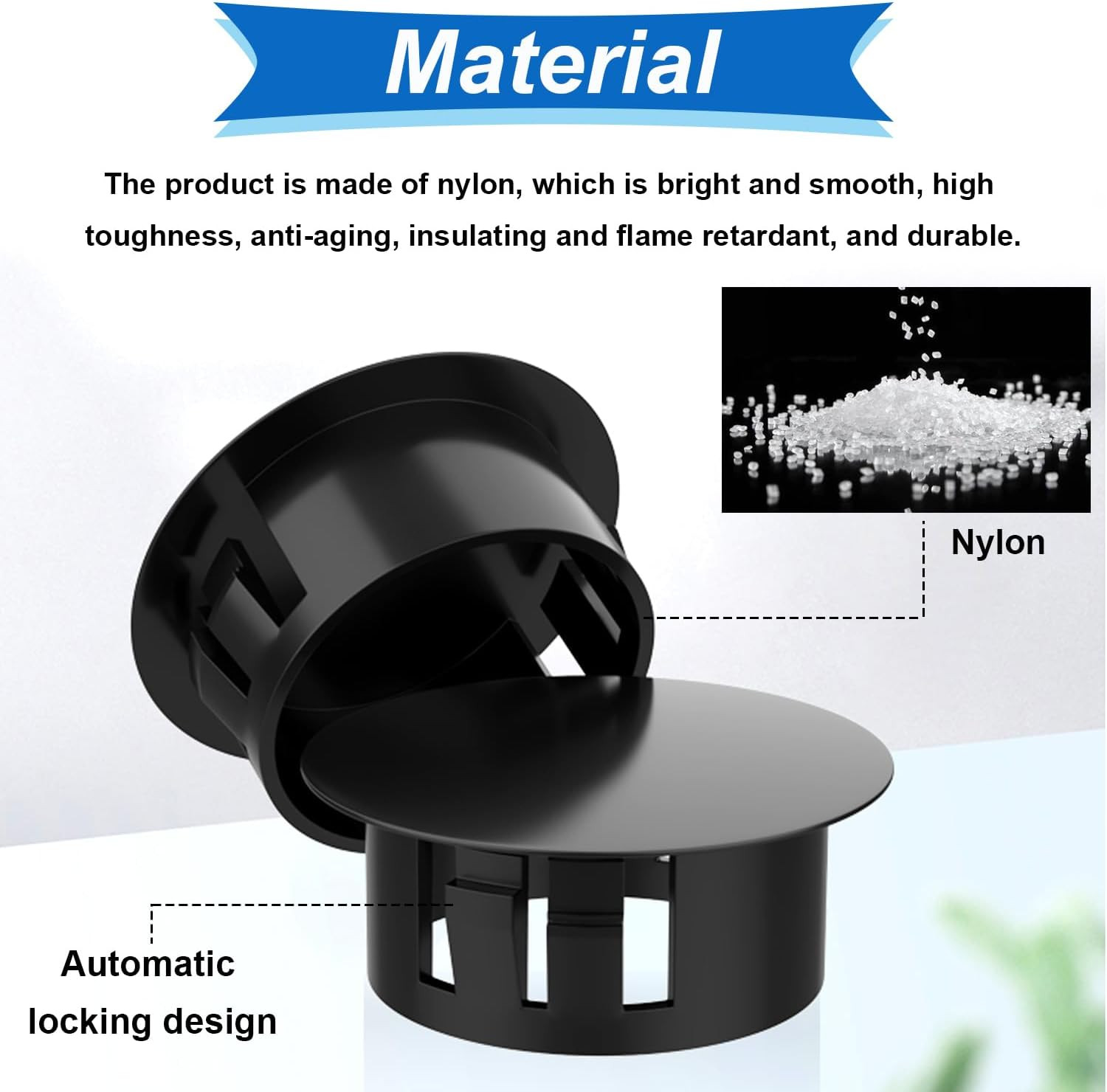 135Pcs 8 Sizes Nylon Plastic Hole Plugs Black 1/4″ 5/16″ 3/8″ 1/2″ 5/8″ 3/4″ 7/8