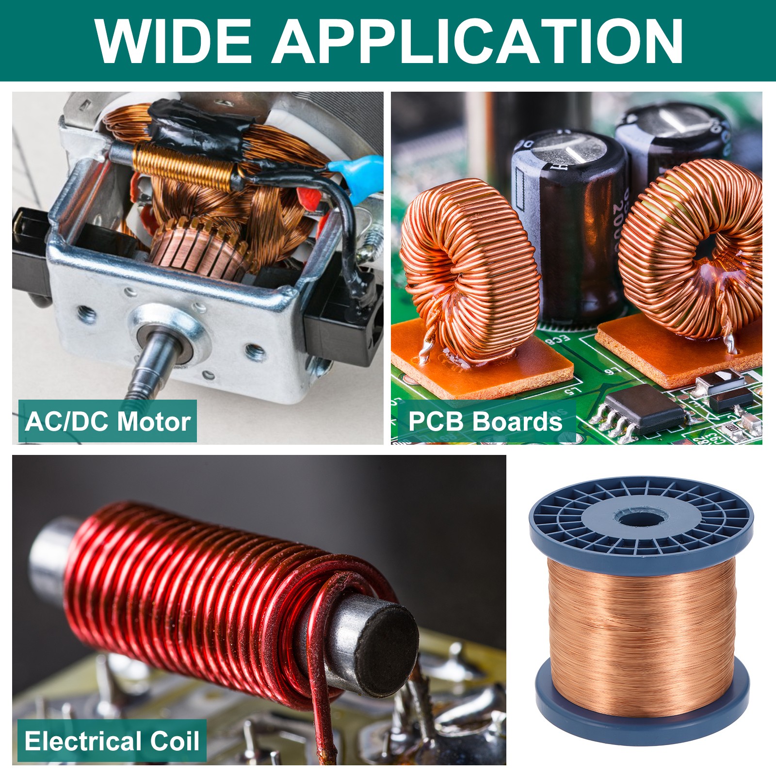 32 AWG Magnet Wire, 32 Gauge 48 oz Enameled Copper Wire, 155C(311F) Copper Color